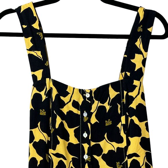 New L*Space Floral Button Front Mykonos Dress Yellow & Black Women Small NWT - Picture 5 of 10